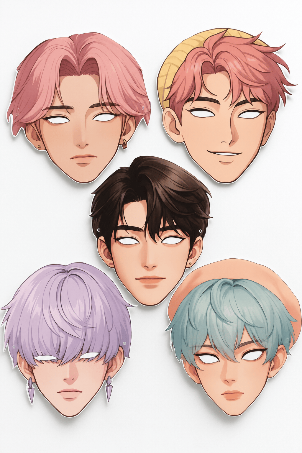 Maske 6 lı K-Pop Saja Boys Karton Maske Aydınlık yüz