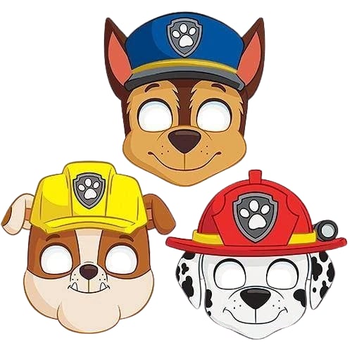 Maske 6 lı PAW PARTOL karton maske parti için çocuk maskesi