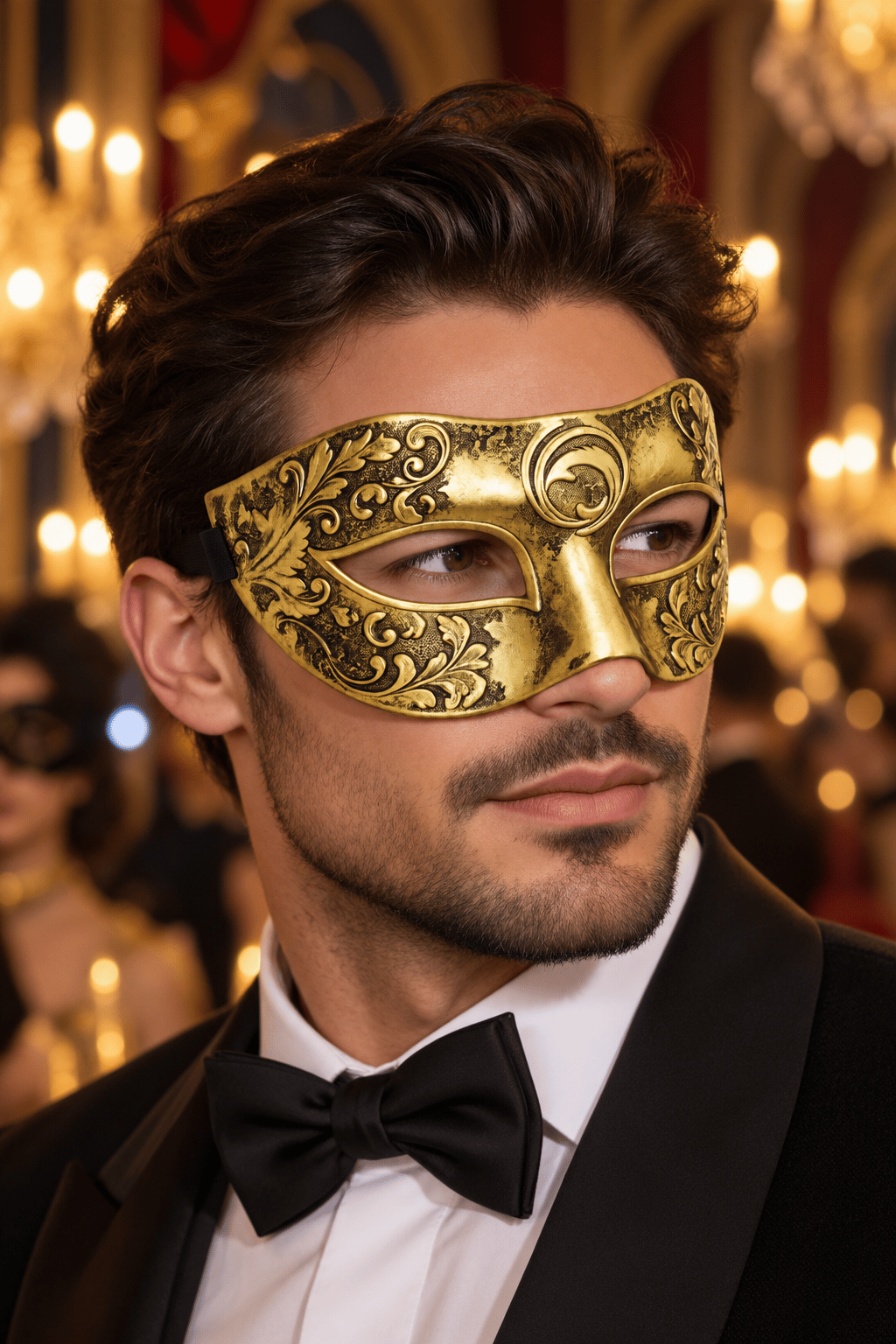 Maske Erkek Parti Maskesi GOLD Venedik Balo- Halloween Davet Maskesi