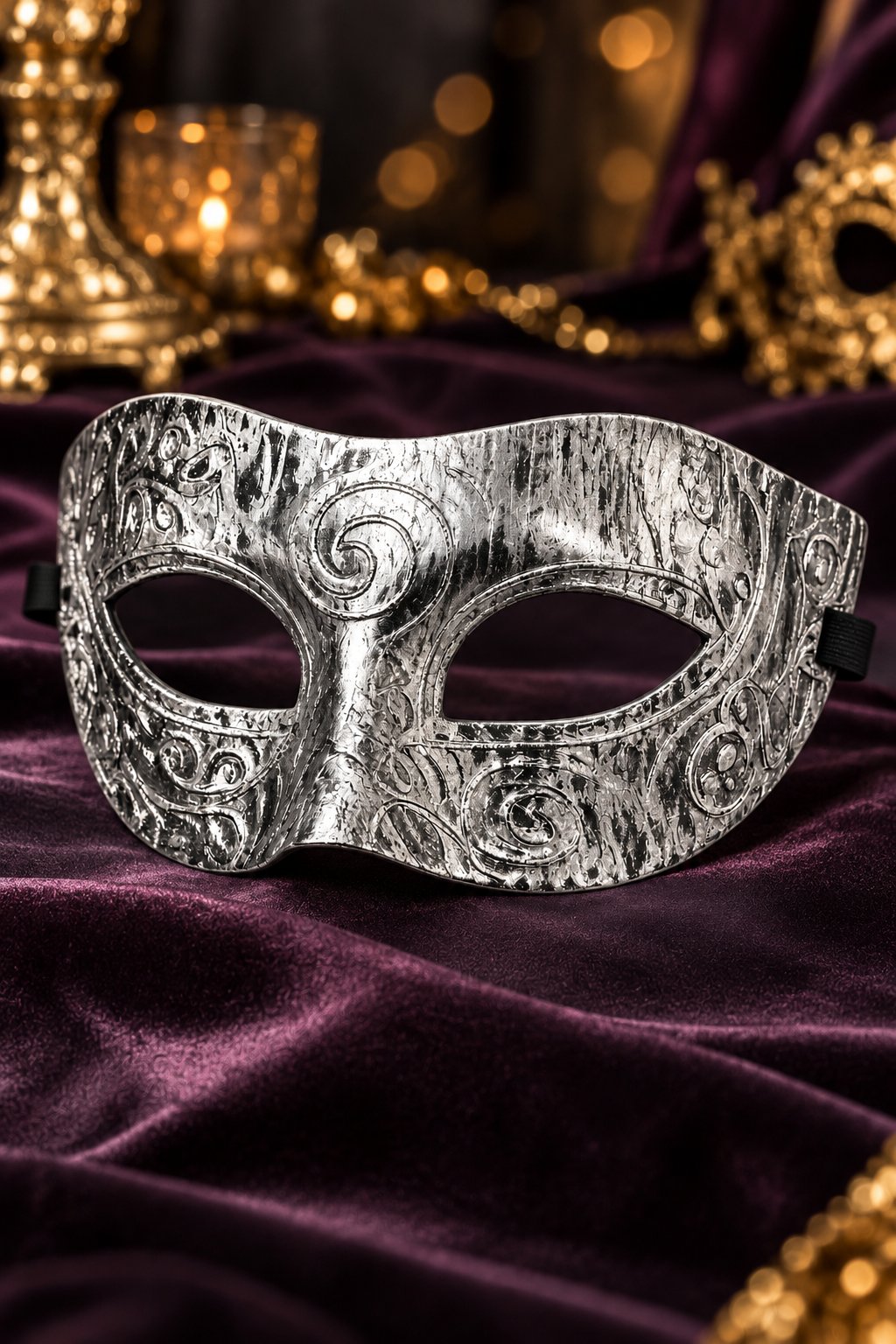 Maske Erkek Parti Maskesi Gümüş Venedik Balo- Halloween Davet Maskesi