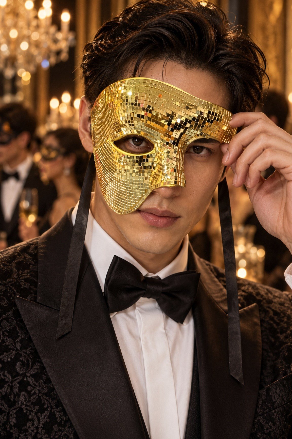 Maske Gold Tek Göz Venedik Maskesi Parlak Disko Parti Kostüm Maskesi