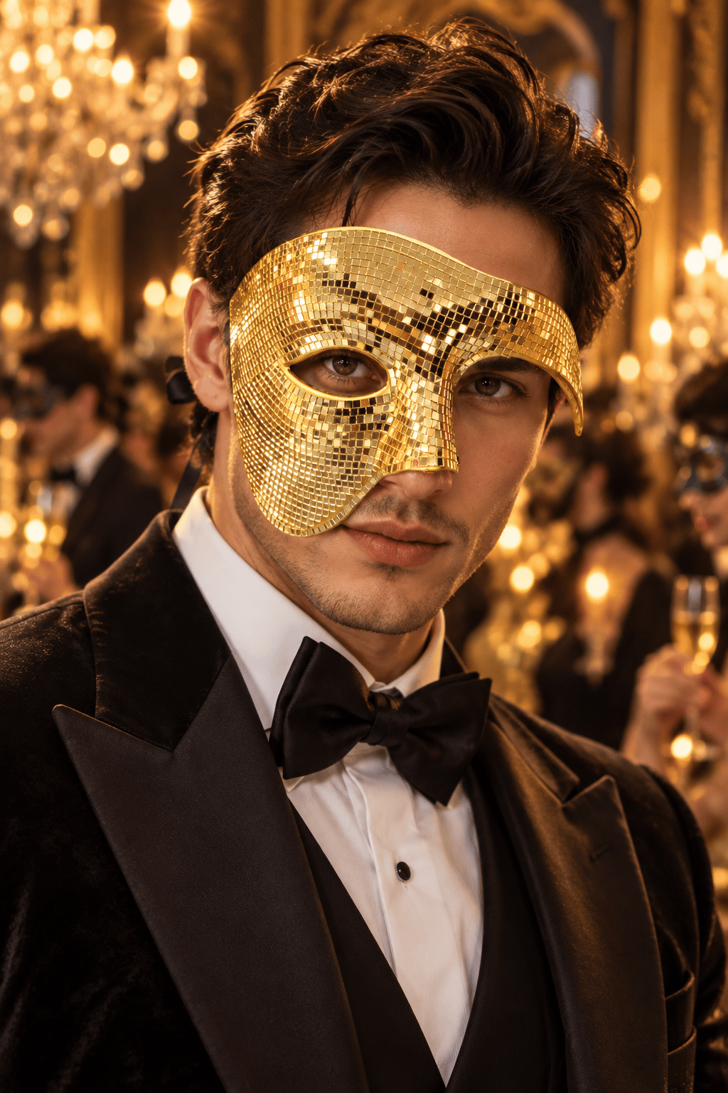 Maske Gold Tek Göz Venedik Maskesi Parlak Disko Parti Kostüm Maskesi