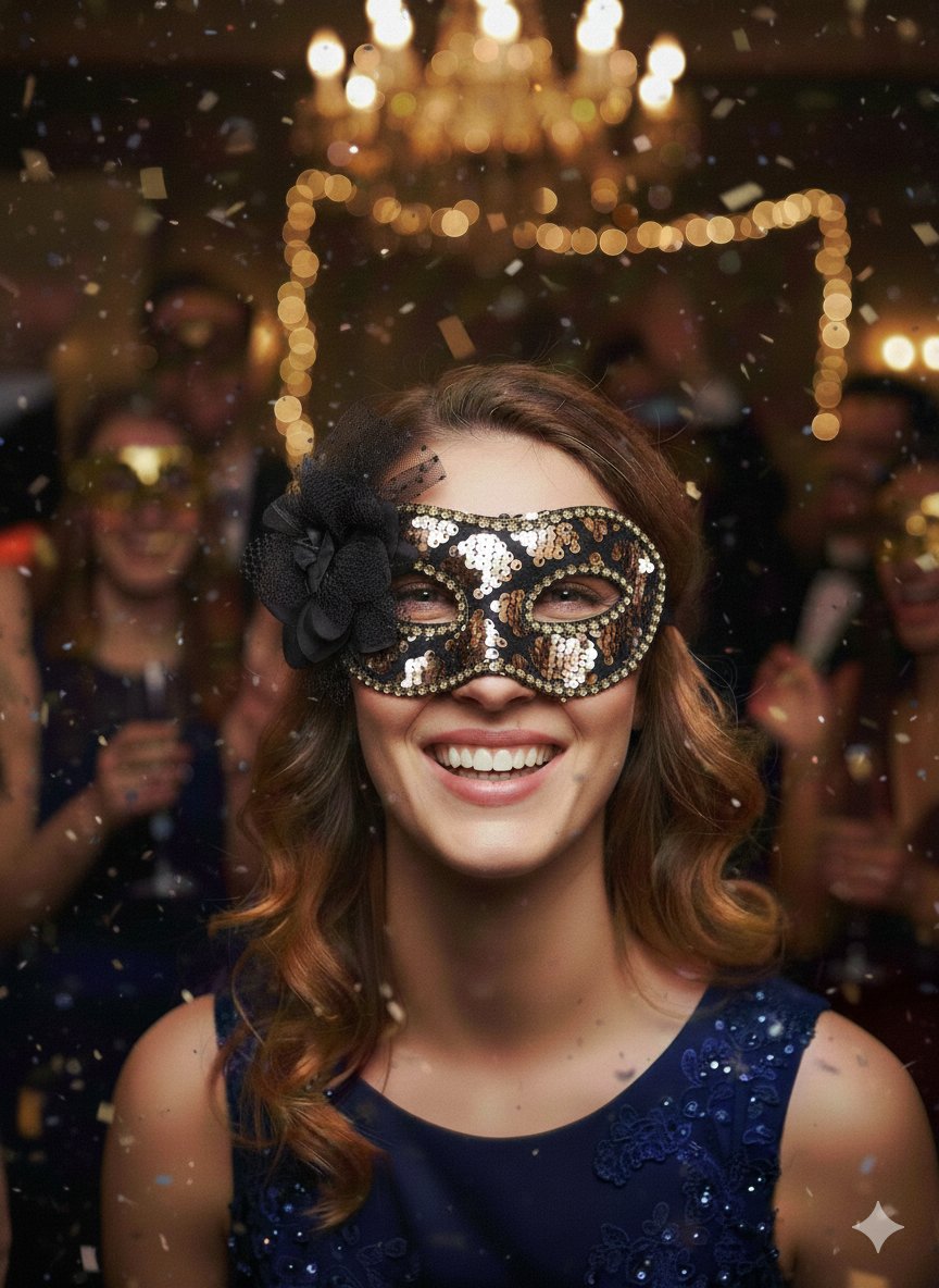 Maske göz çevresi  Pullu Çiçekli Lüks Rose Gold