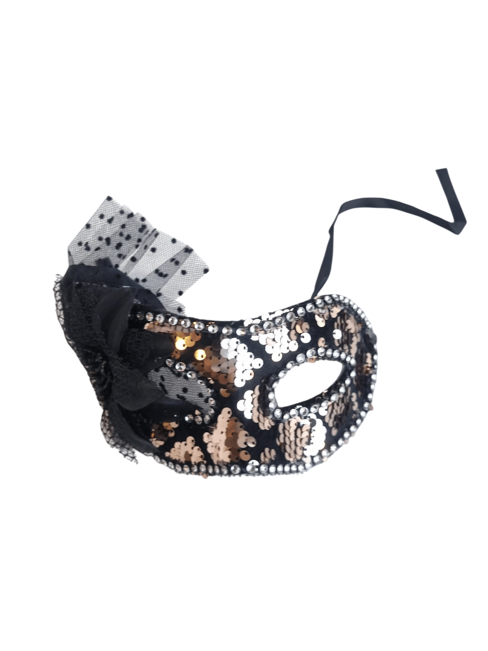 Maske göz çevresi  Pullu Çiçekli Lüks Rose Gold