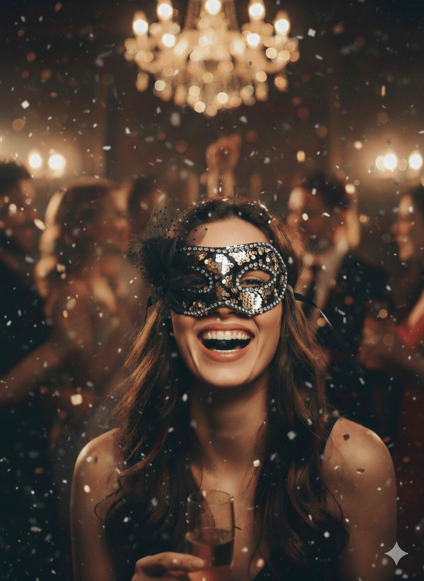 Maske göz çevresi  Pullu Çiçekli Lüks Rose Gold