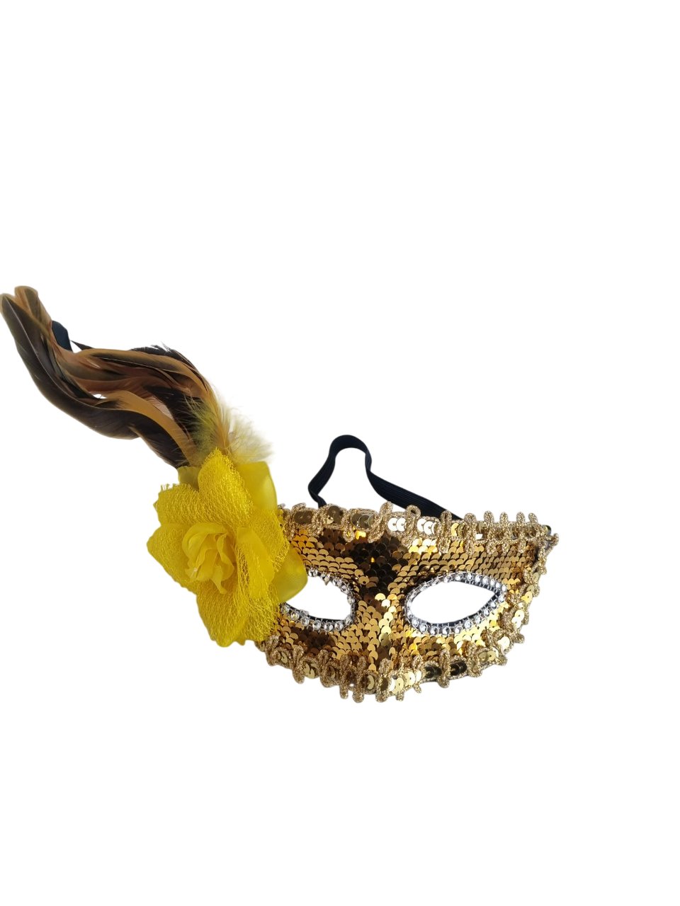 Maske göz çevresi pullu GOLD-ALTIN uzun tüylü çiçekli