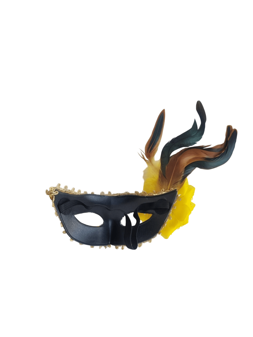 Maske göz çevresi pullu GOLD-ALTIN uzun tüylü çiçekli