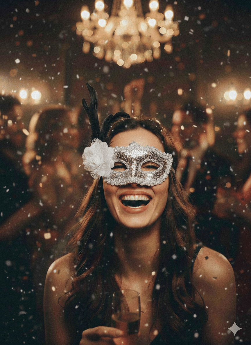 Maske göz çevresi pullu GÜMÜŞ uzun tüylü çiçekli