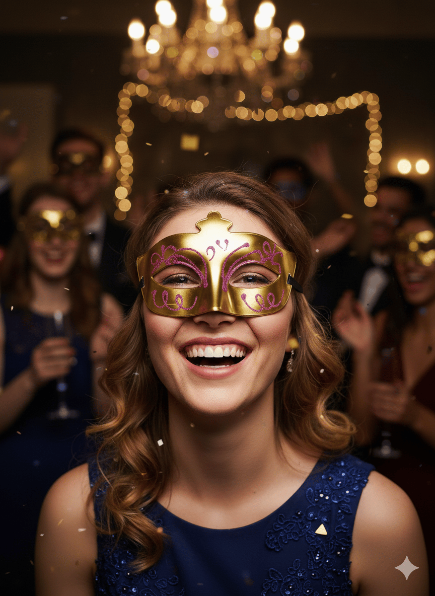 Maske göz çevresi simli kabartmalı Gold-Altın  Yılbaşı Lüks gözlük