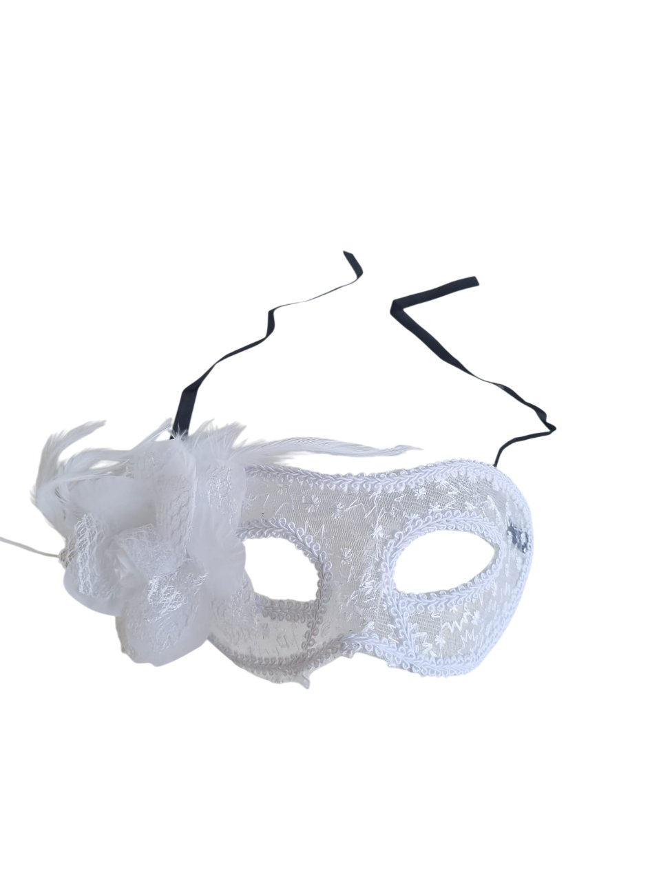 Maske göz çevresi  Tüllü Çiçekli Lüks Beyaz