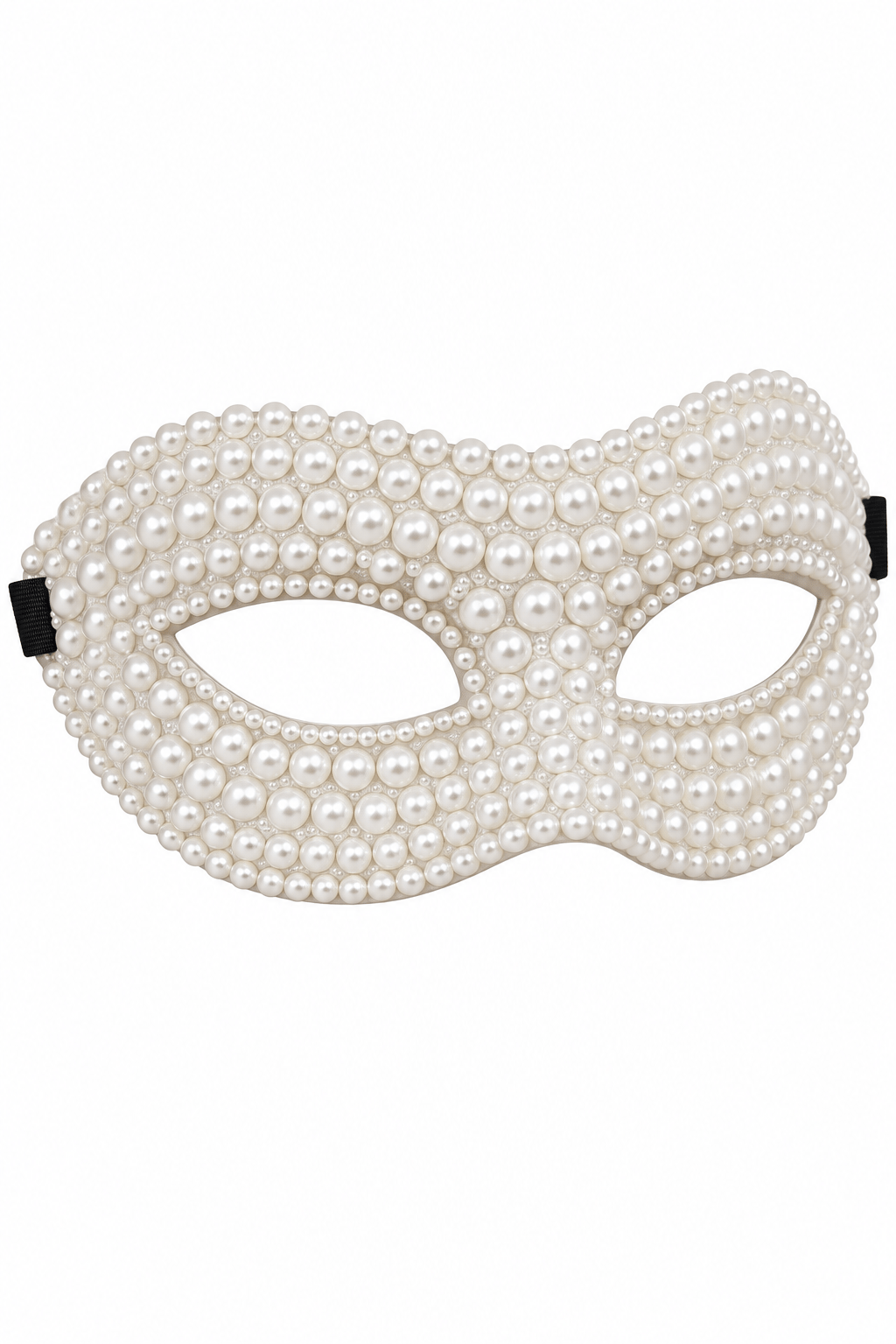 Maske İnci Detaylı Parti Maskesi Beyaz Kadın Maske Balo Halloween ve Davet Aksesuarı