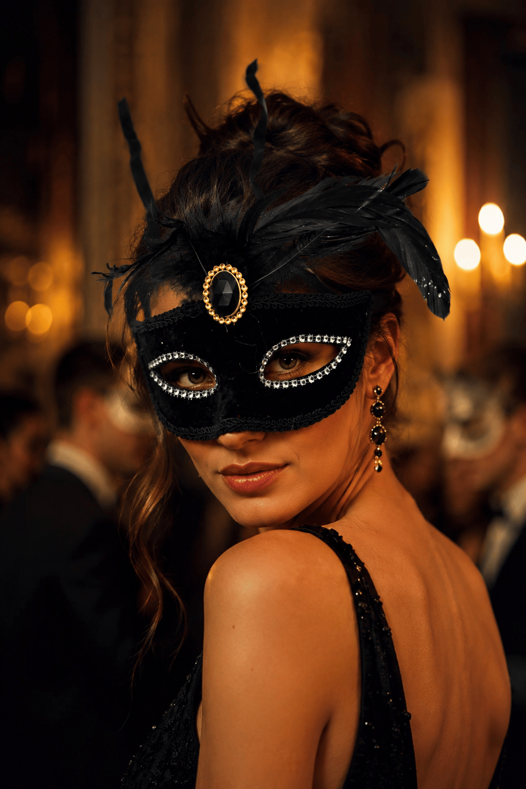 Maske Kadife Tüylü Taşlı Maske Venedik Siyah Yılbaşı Cadılar Bayramı