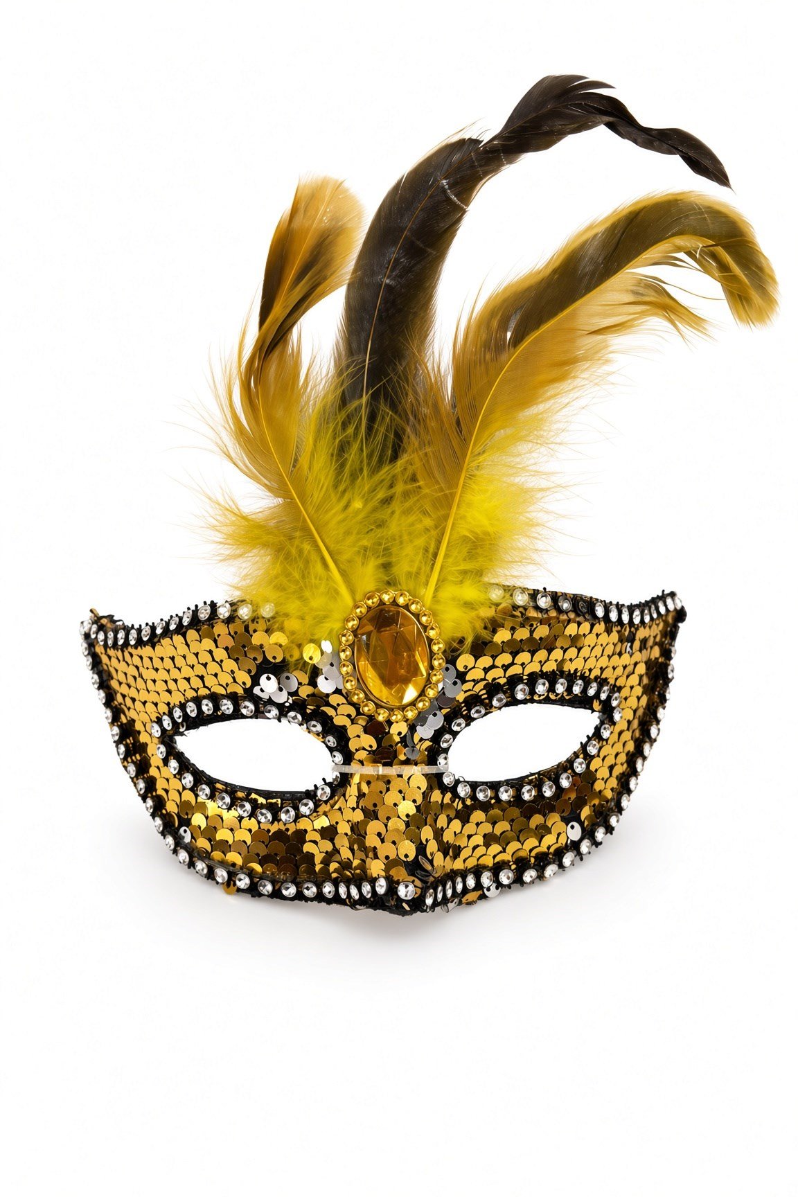 Maske Maske Pullu Tüylü Gold Maske Halloween Cadılar Bayramı