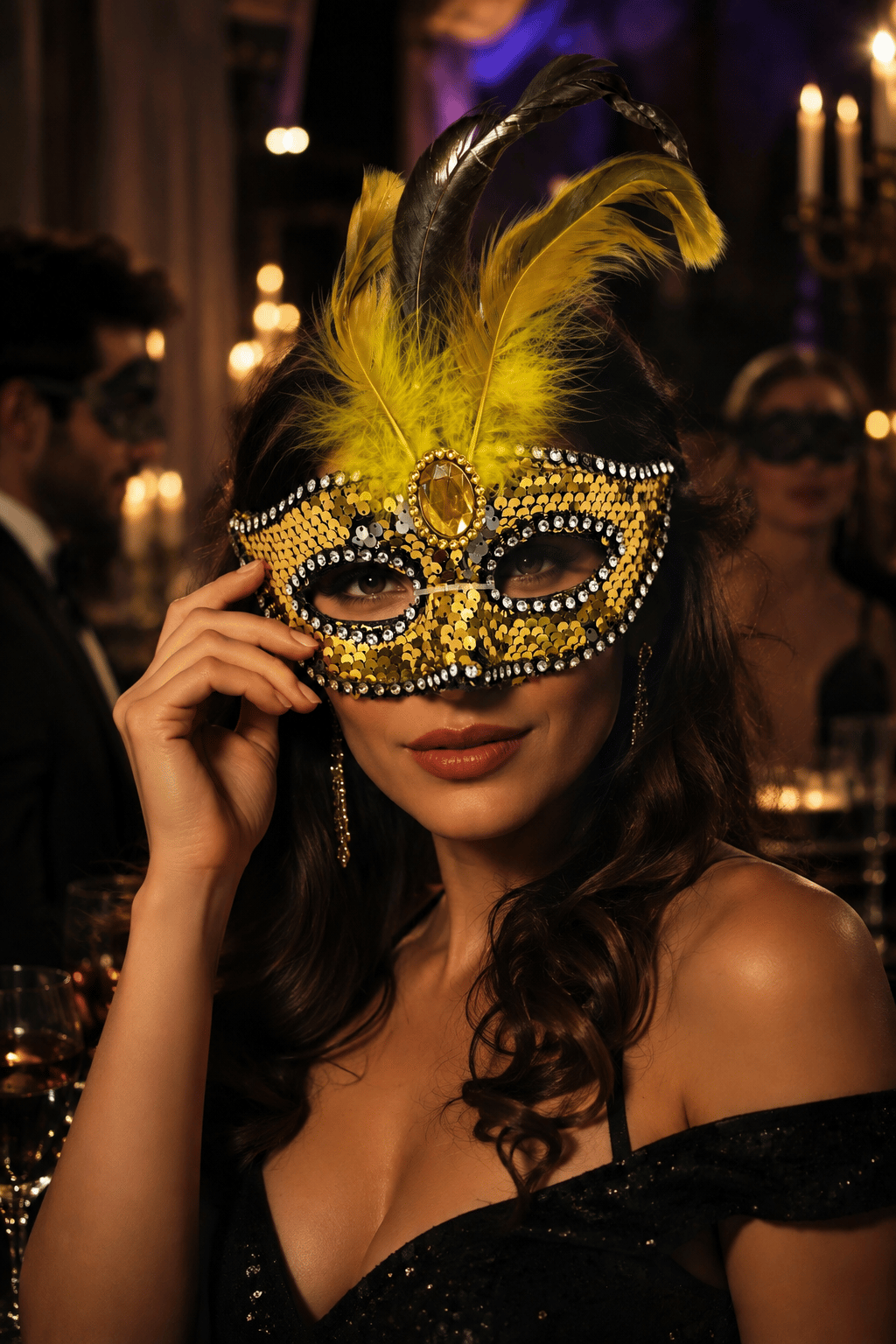 Maske Maske Pullu Tüylü Gold Maske Halloween Cadılar Bayramı