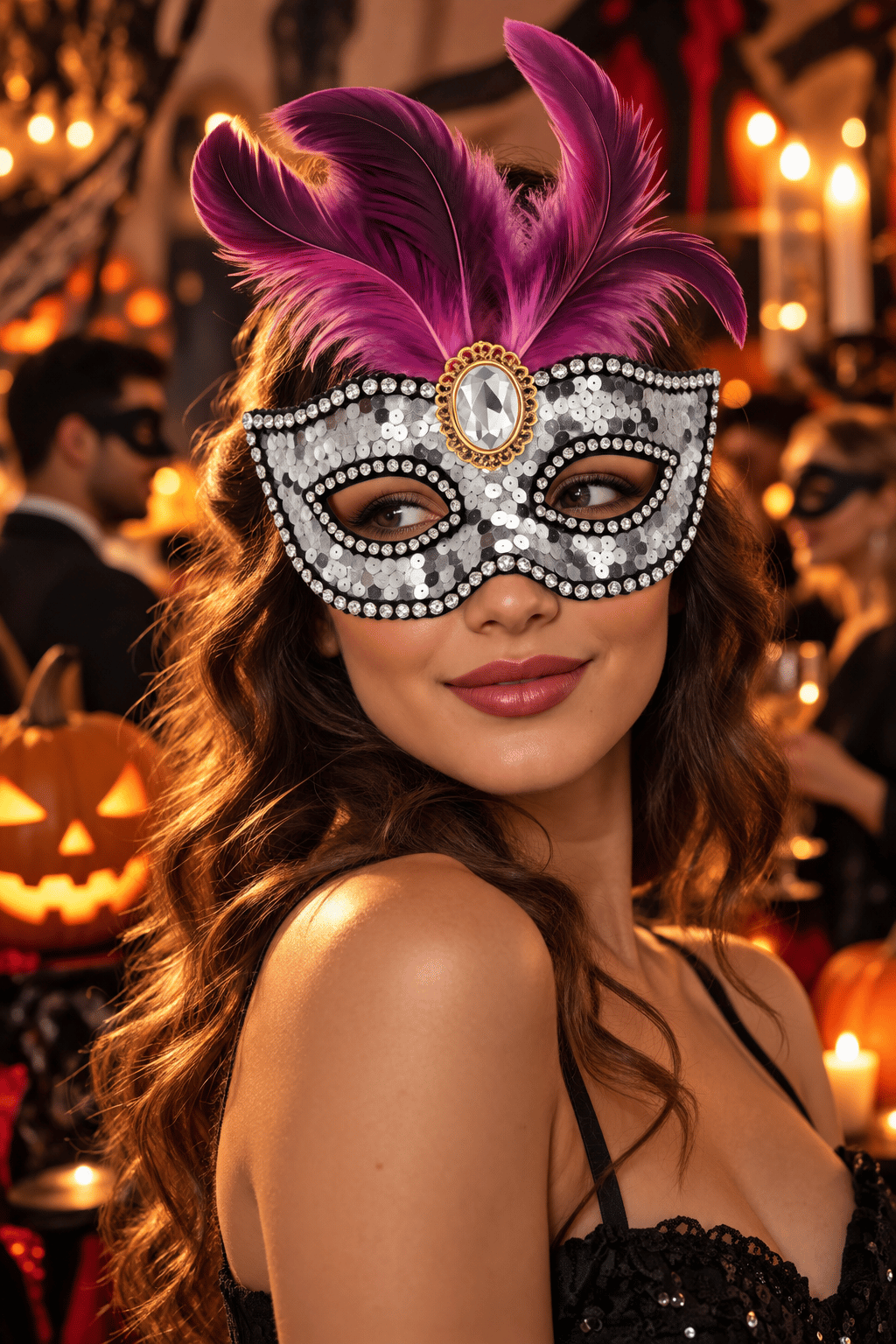 Maske Maske Pullu Tüylü Gümüş Maske Halloween Cadılar Ba-Yılbaşı