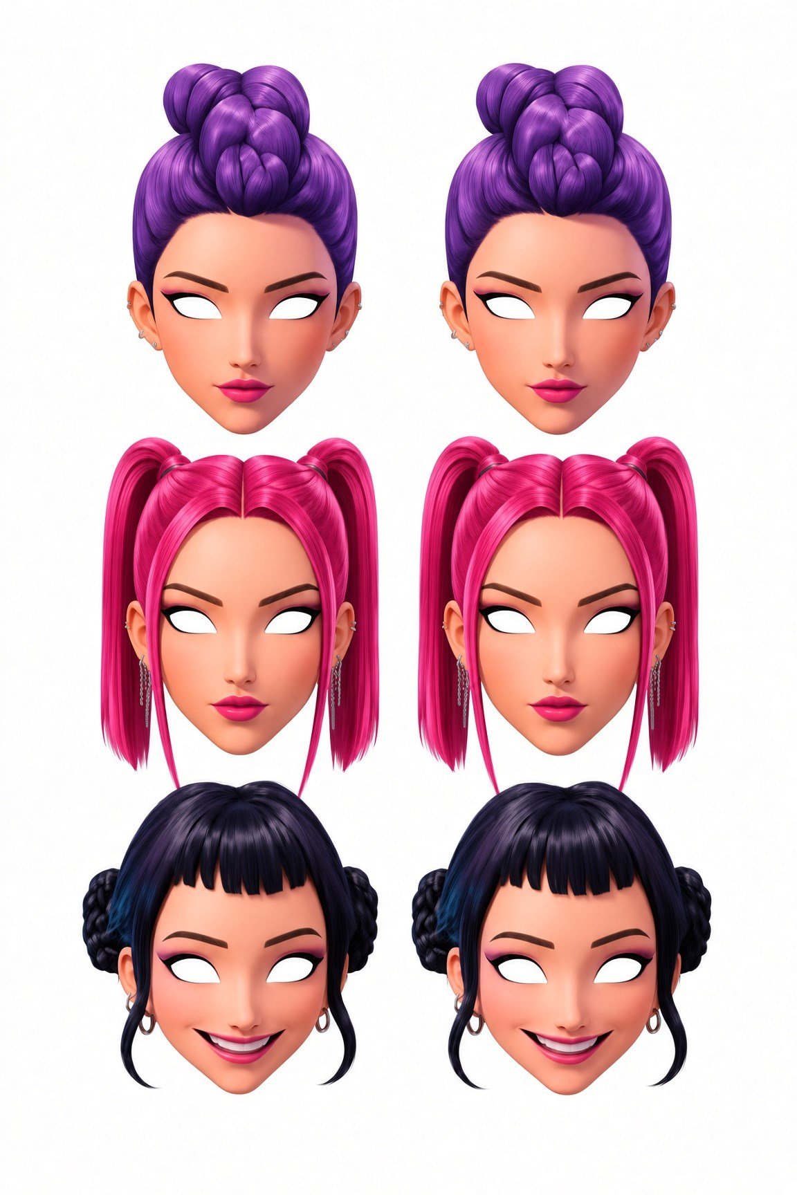 Maske  model 3 6 lı K-Pop Hunterix demon Karton Maske