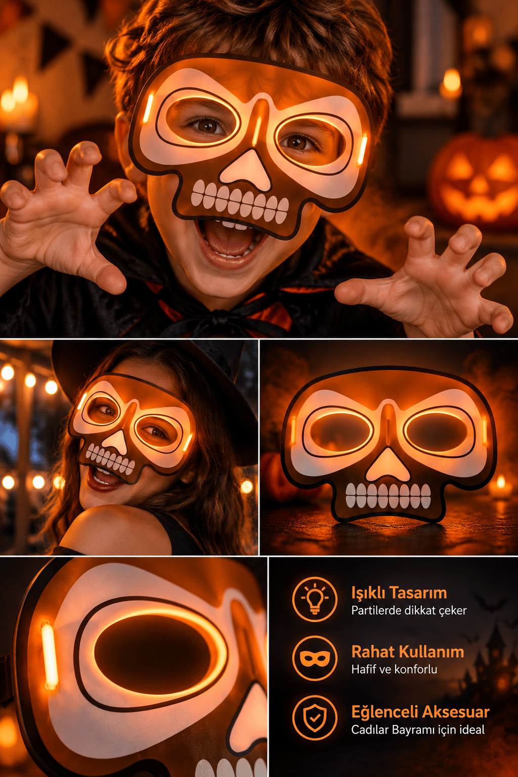 Maske parti maskesi TURUNCU glow stick -