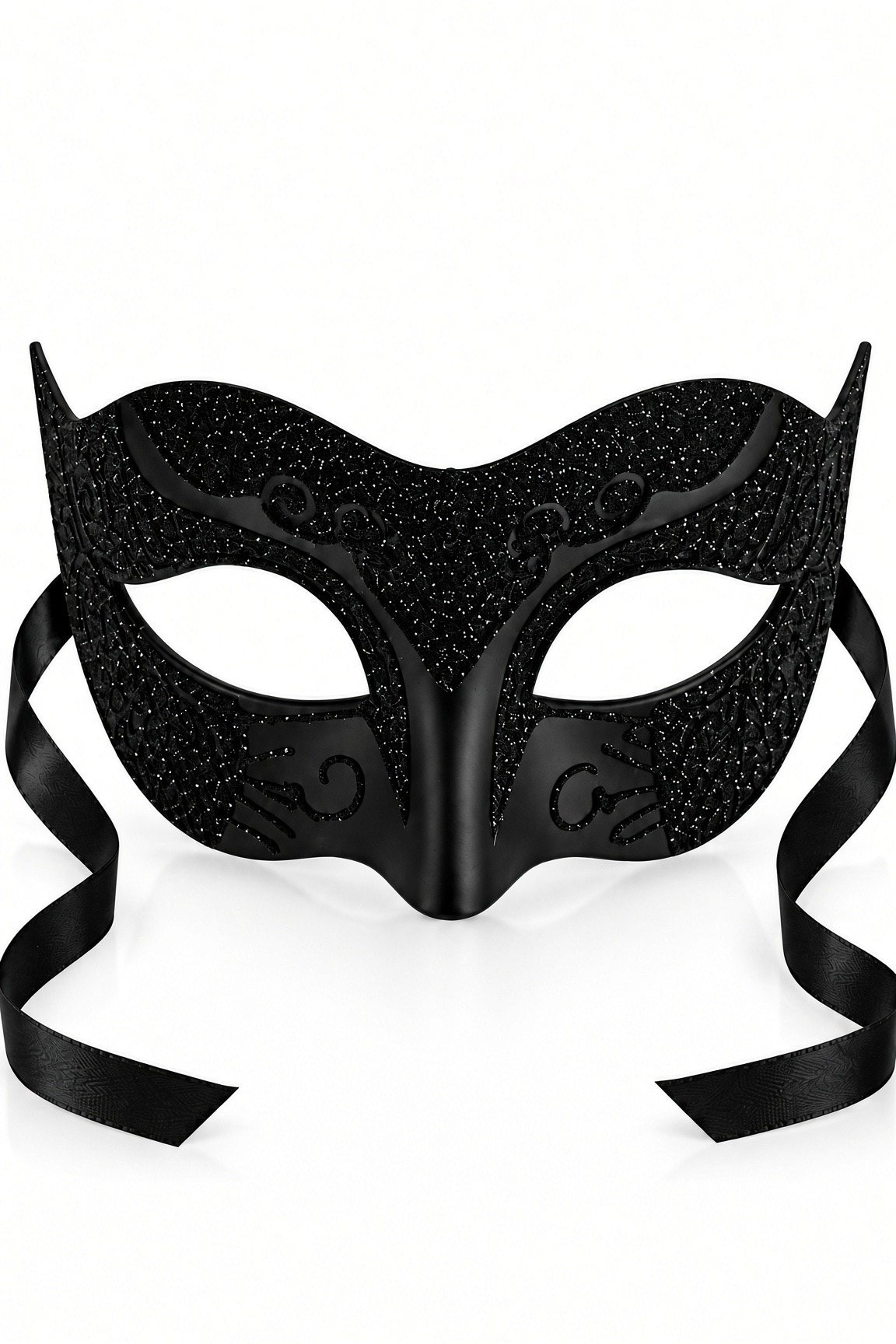 Maske Siyah Simli Venedik Maskesi Desenli Bağcıklı yılbaşı-halloween
