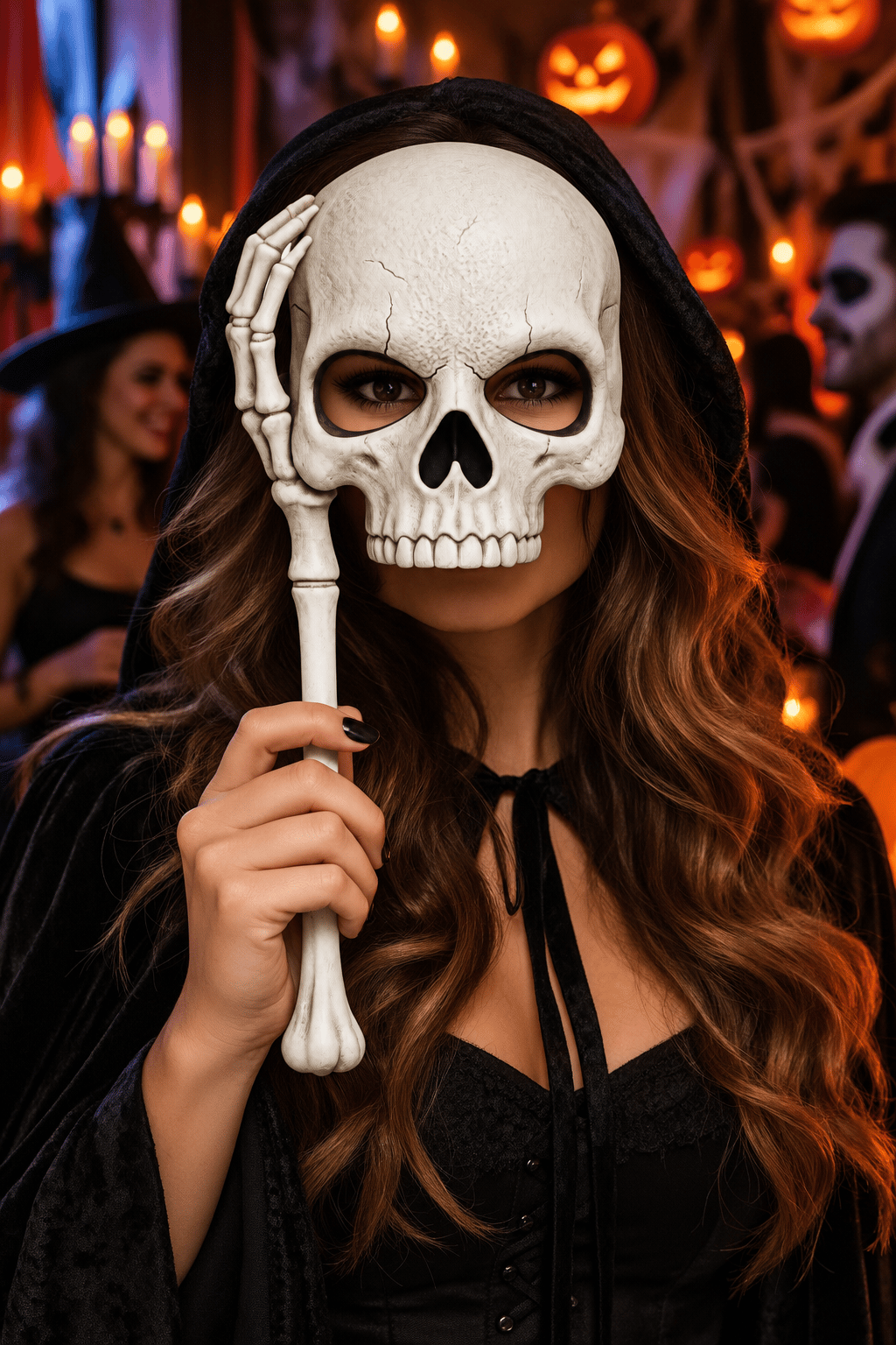 Maske Sopalı Kurukafa Maske Beyaz Halloween Cadılar Bayramı