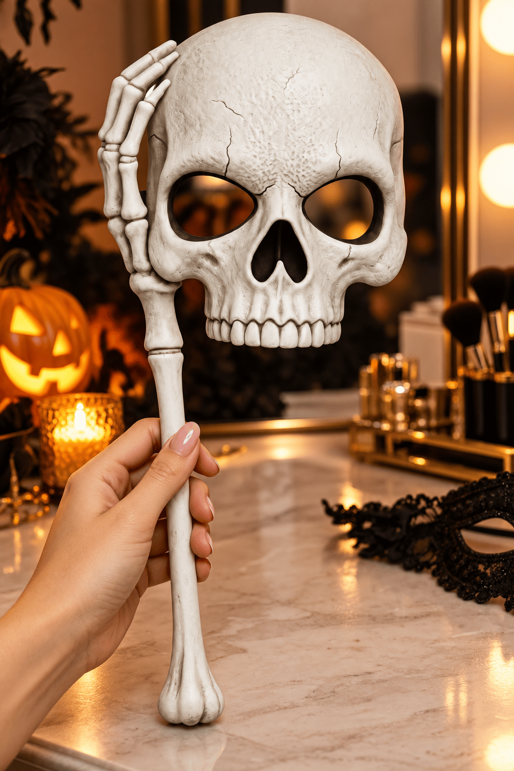 Maske Sopalı Kurukafa Maske Beyaz Halloween Cadılar Bayramı