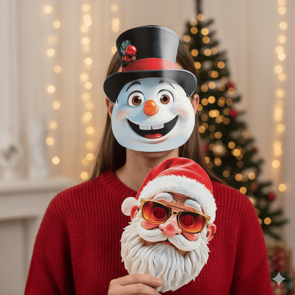 Maske yılbaşı temalı 2Lİ Kardan adam-noel baba 20*28