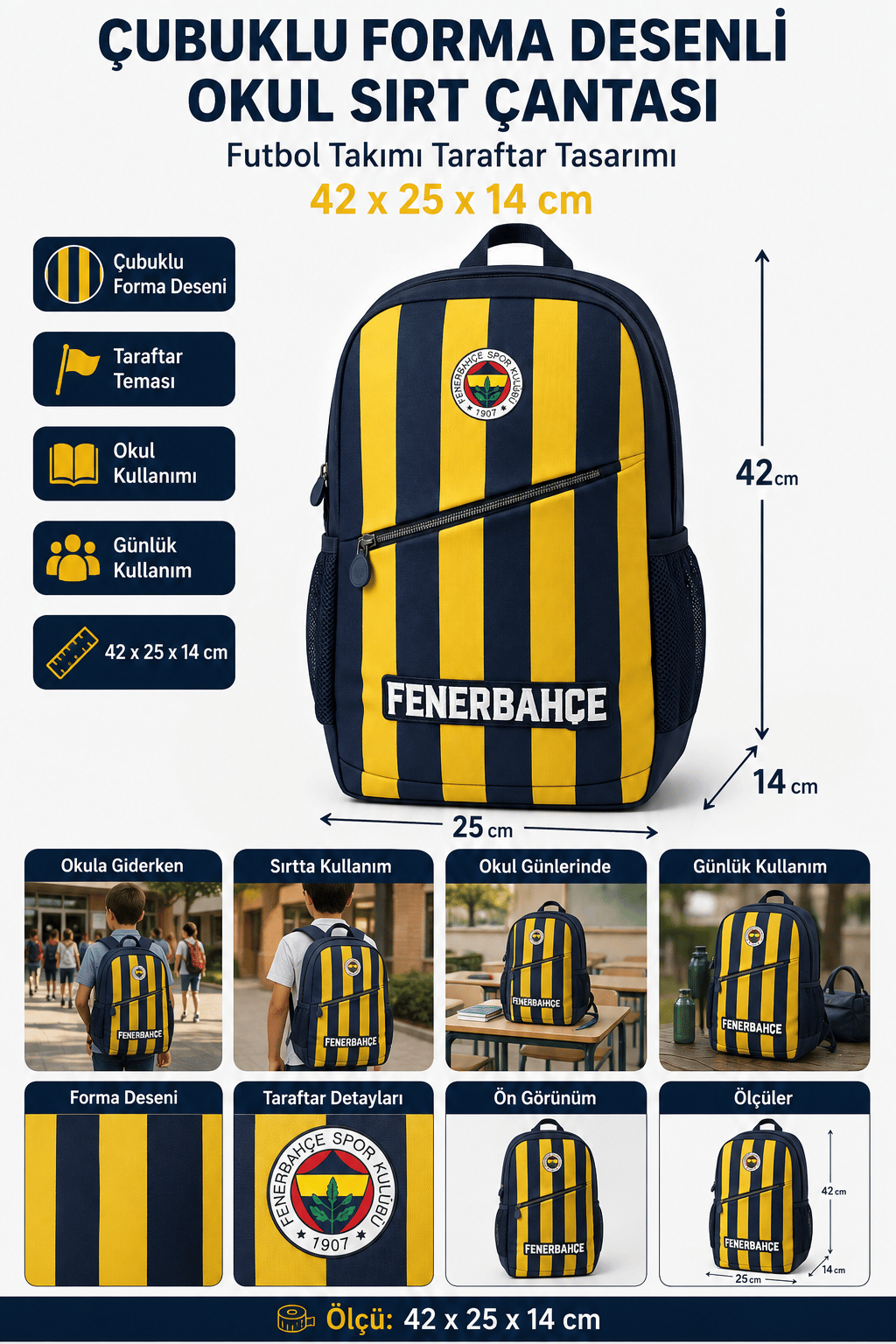 Me Okul Çantası Fenerbahce Çubuklu Forma 24756