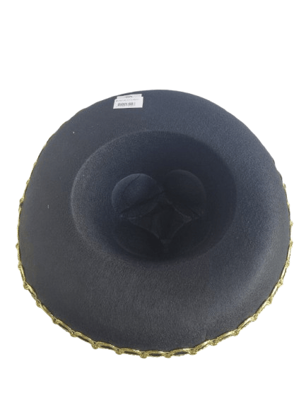 Meksika Mariachi Latin Şapkası Lüks 41cm Siyah Zemin üstüne Altın sim kenarlıklı parti kostümü