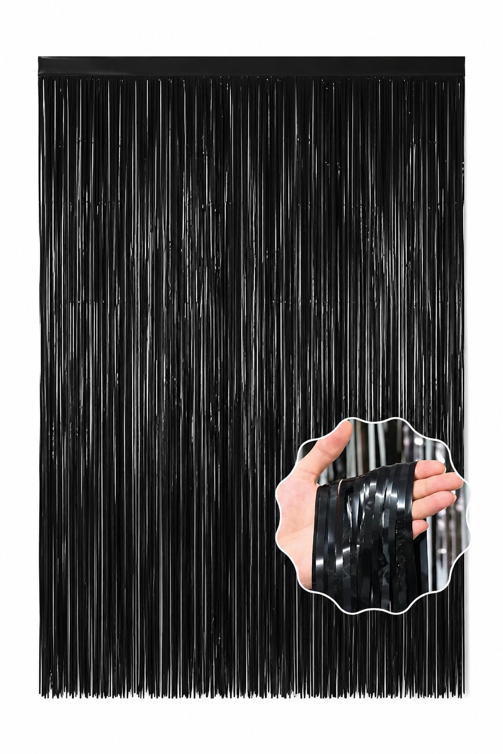 Metalize Mat Siyah Masa Eteği Fon Süs 270x75 Cm Parti Masa Dekorasyon ve Arka Fon Süsü