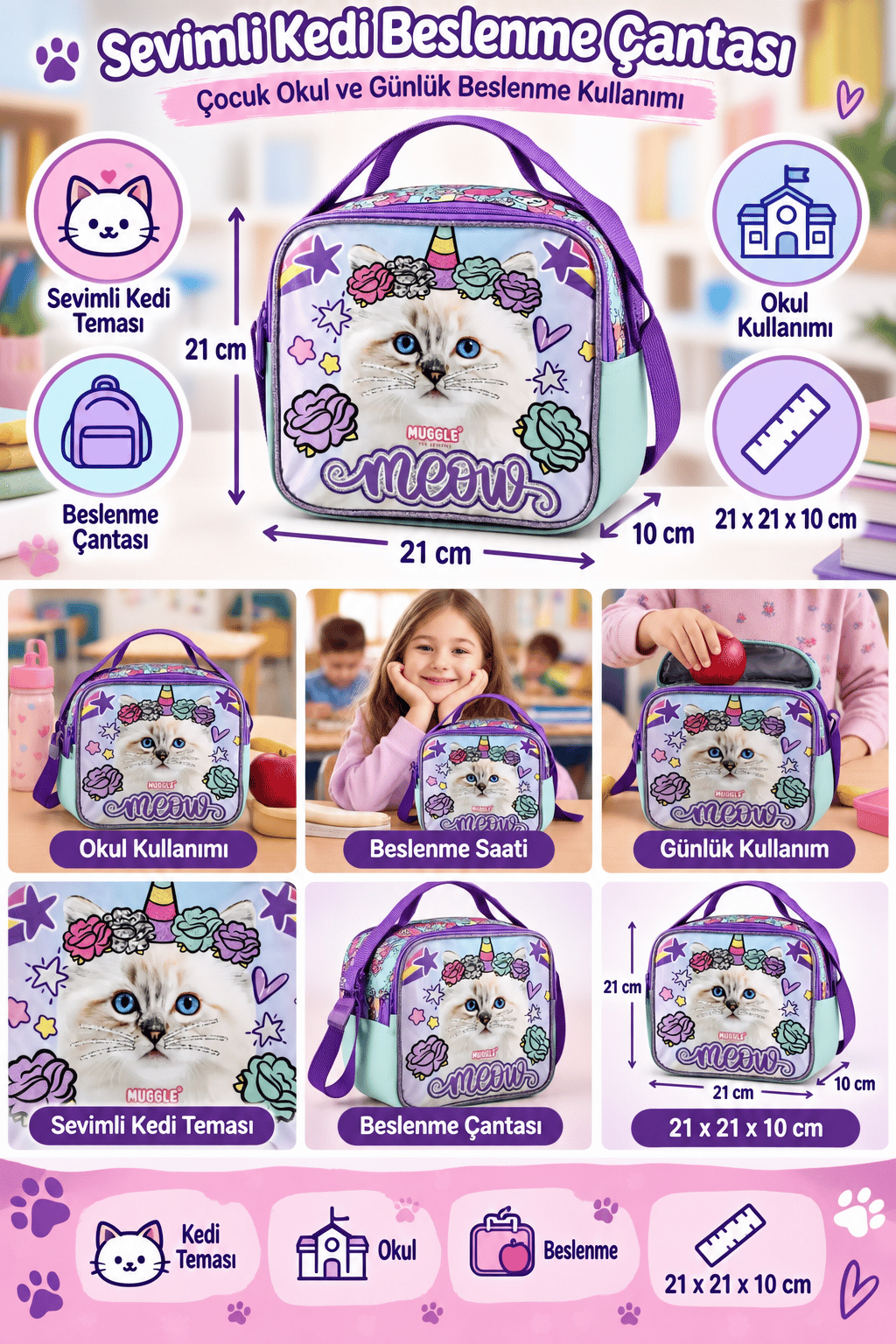 Mikro Muggle Pretty Cat Beslenme Çantası MU-9025