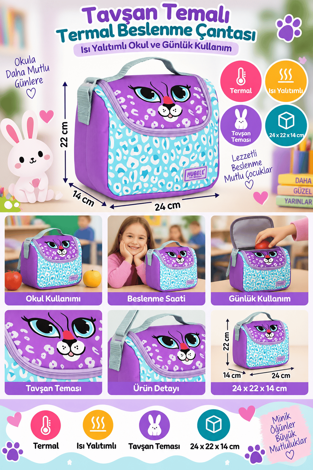 Mikro Muggle Shimmer Cat Beslenme Çantası MU-9052