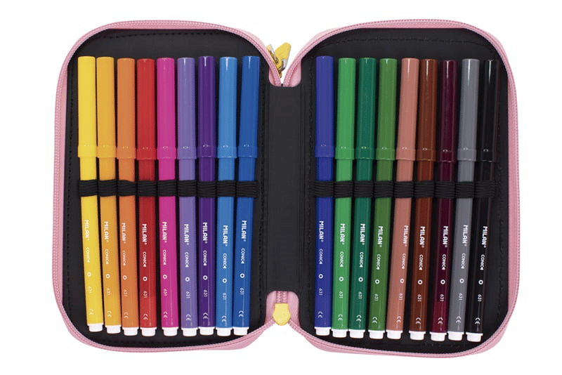 Milan 081364SM2 Swims Sarı-Pembe 3 Cepli Setli Kalem Çantası