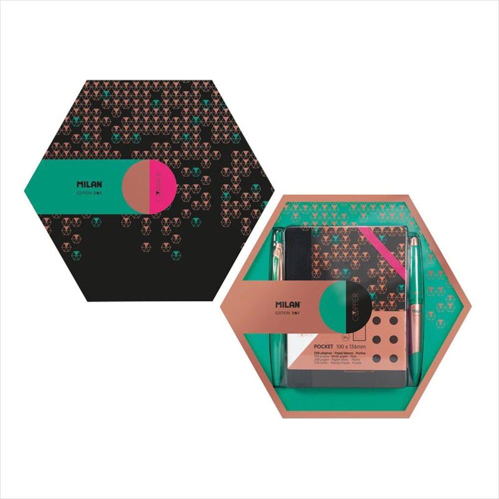 Milan 8741 copper altıgen yeşil hediye(2kal+defter