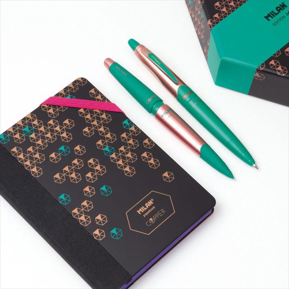 Milan 8741 copper altıgen yeşil hediye(2kal+defter