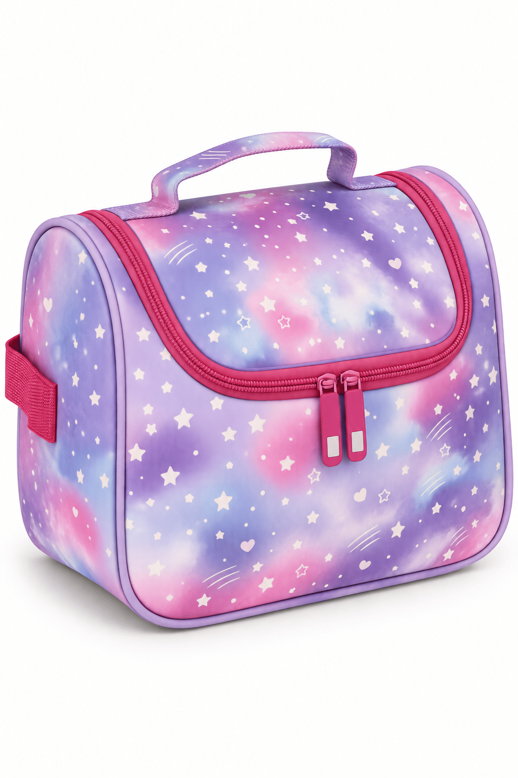 Minik Kalp Temalı Termal Isı Yalıtımlı Beslenme Çantası Çocuk Okul Lila Pembe 24x22x14 cm