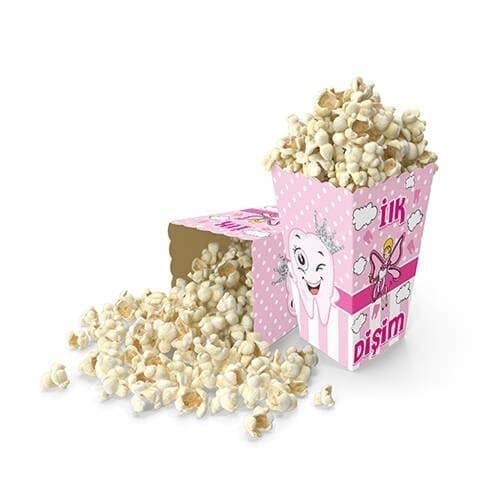 Mısır Kutusu Diş Partisi  pop corn 8 li Kız Pembe Kız Partisi Diş Buğdayı