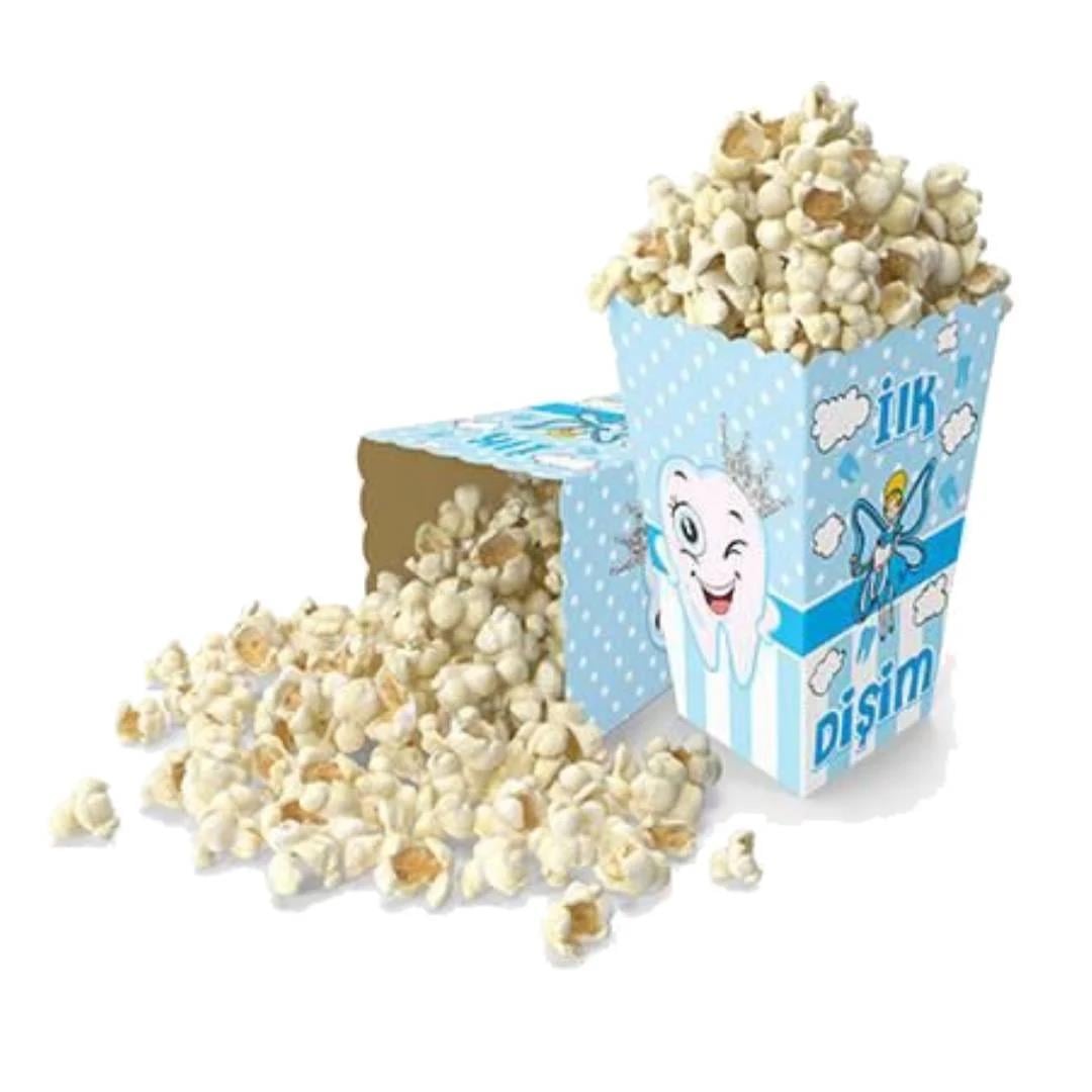 Mısır Kutusu Diş Partisi pop corn 8 li Erkek Mavi Partisi Diş Buğdayı