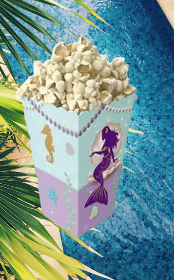 Mısır Kutusu Pırıltılı Deniz Kızı Temalı Pop Corn Kutusu Parti Malzemesi