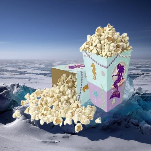 Mısır Kutusu Pırıltılı Deniz Kızı Temalı Pop Corn Kutusu Parti Malzemesi