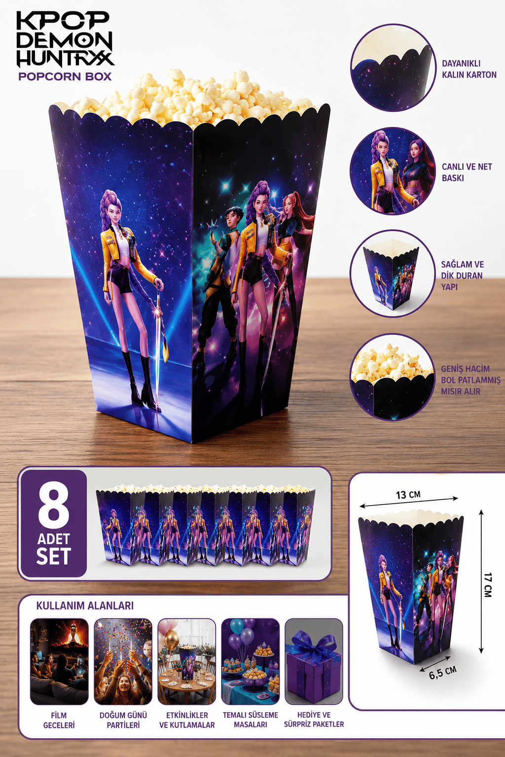 Mısır kutusu Pop corn 8 li K-POP HUNTERX