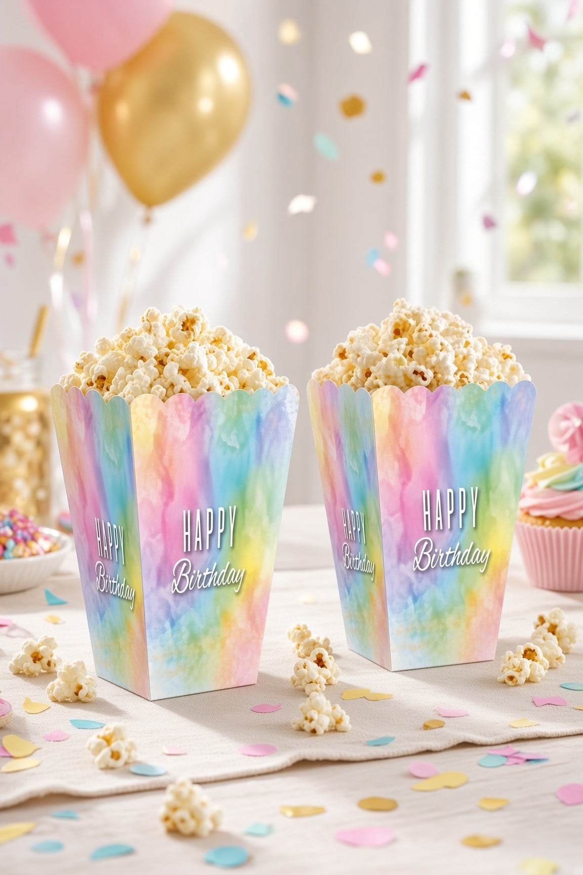 Mısır Kutusu Pop Corn Happy Birthday makaron 8li