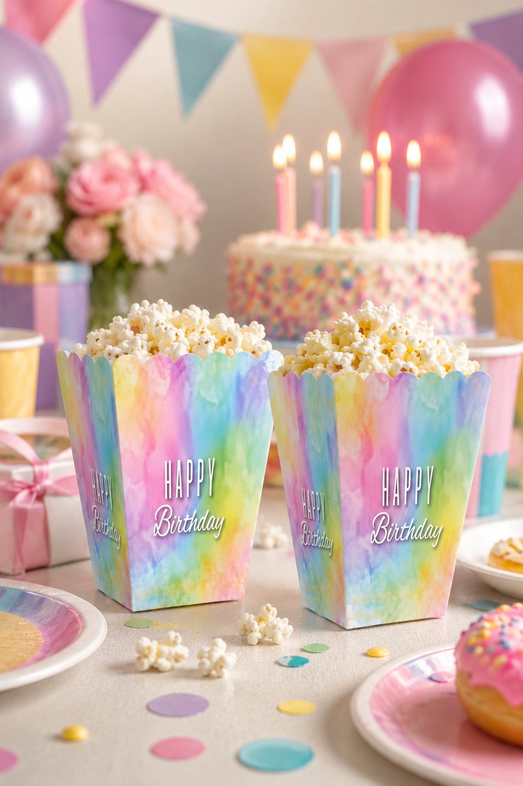 Mısır Kutusu Pop Corn Happy Birthday makaron 8li