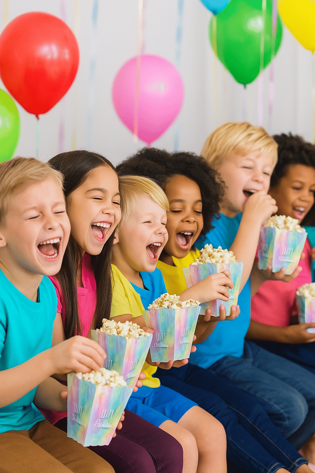 Mısır Kutusu Pop Corn Happy Birthday yazılı Makaron Renklerde  8 li Paket Doğum Günü Eğlencesi