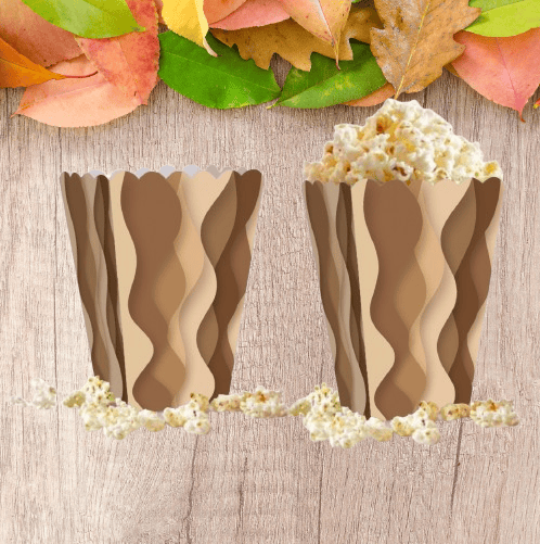 Mısır Kutusu Pop Corn Kutusu Dalgalı Kahve Tonları Desenli / 8 Parça