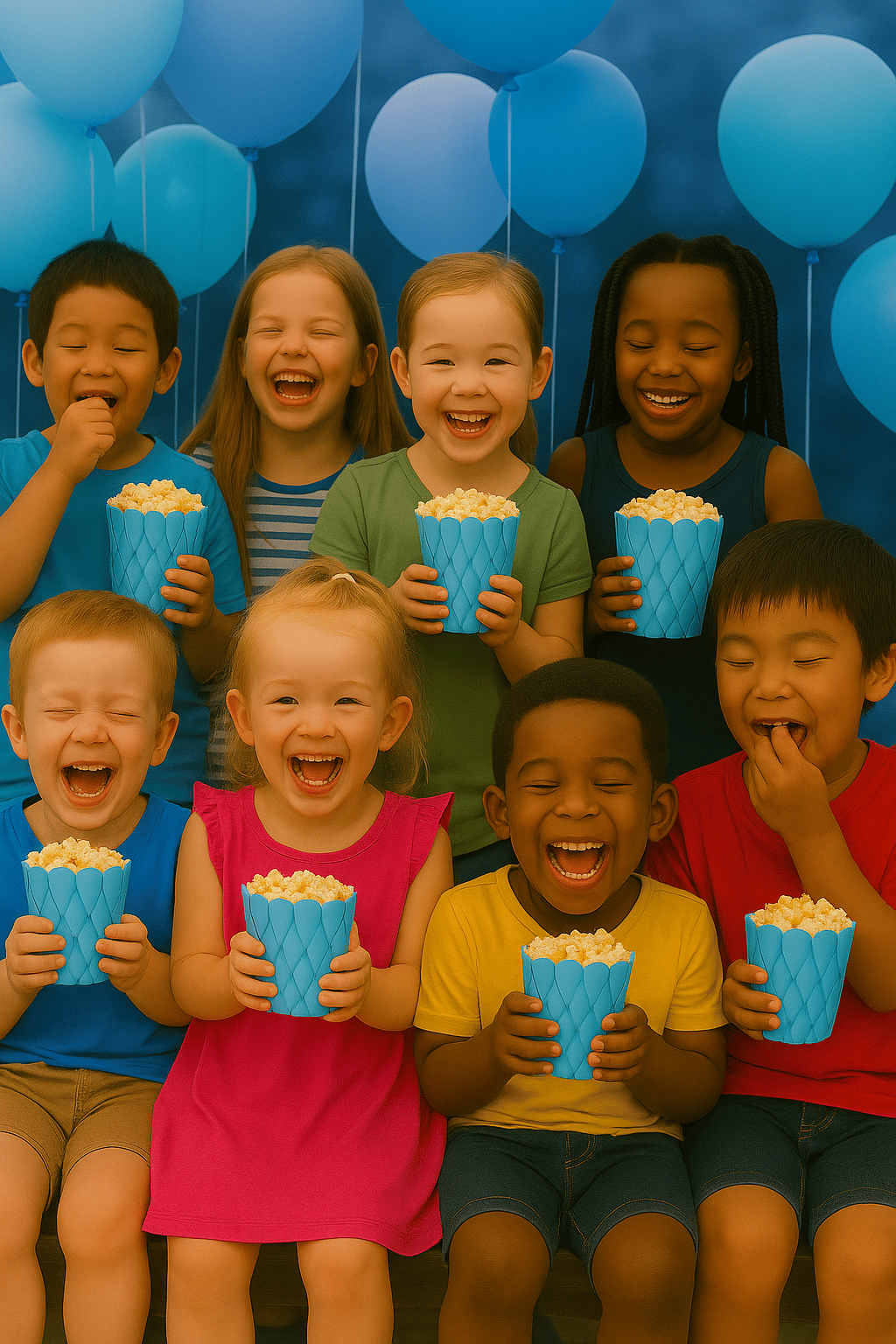 Mısır Kutusu Pop Corn Kutusu Dalgalı Mavi Desenli / 8 Parça