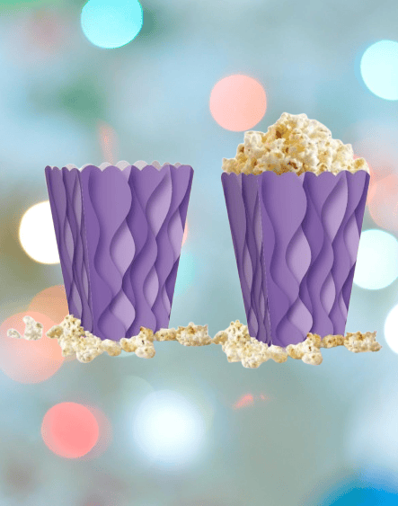 Mısır Kutusu Pop Corn Kutusu Dalgalı Mor Desenli / 8 Parça
