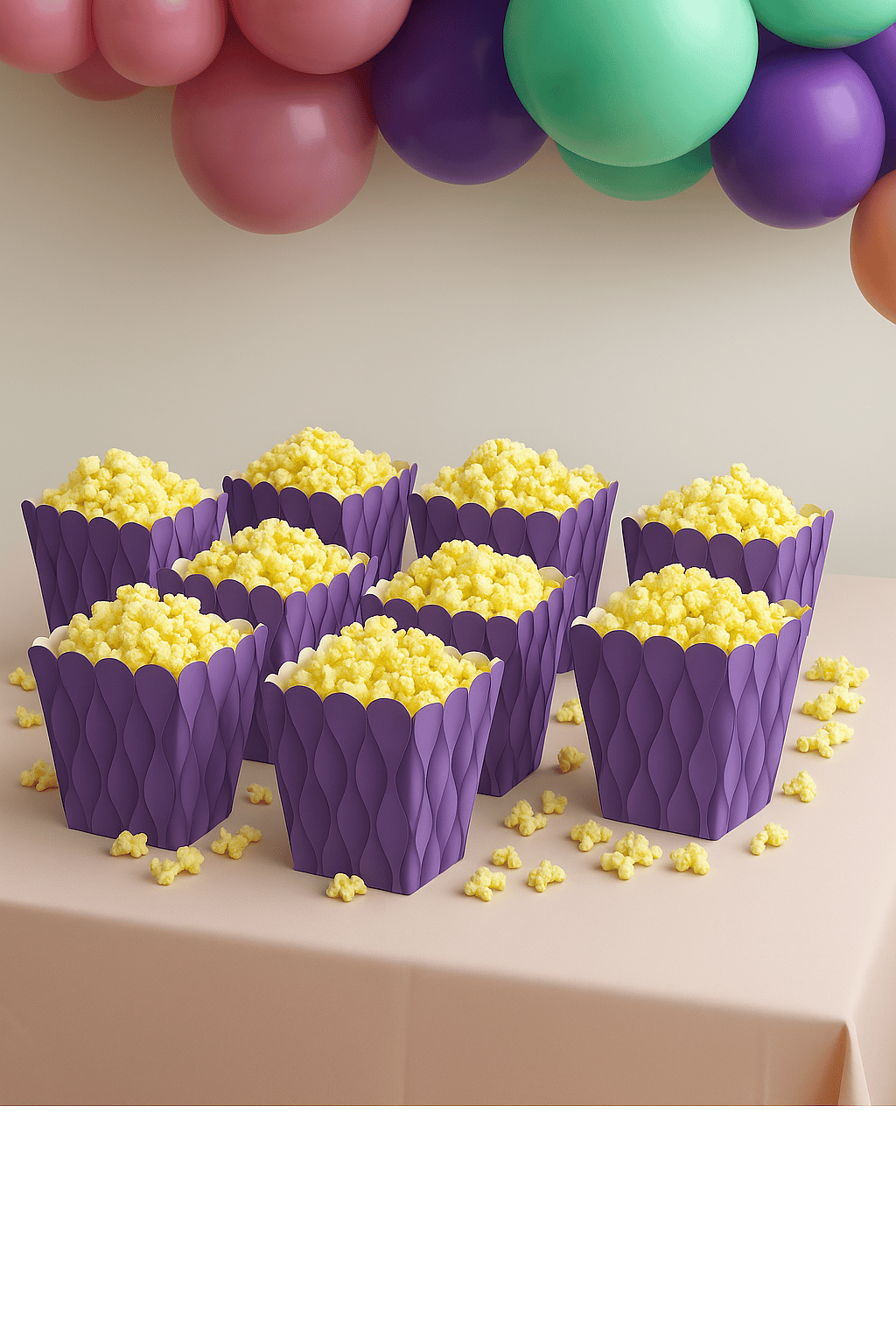 Mısır Kutusu Pop Corn Kutusu Dalgalı Mor Desenli / 8 Parça