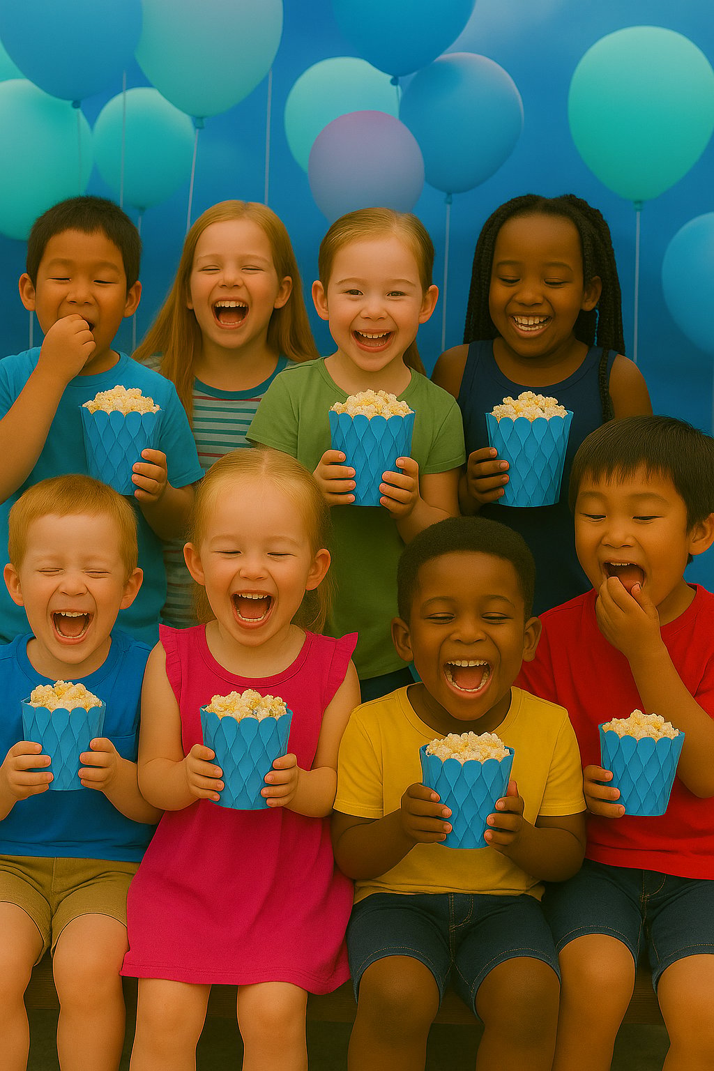 Mısır Kutusu Pop Corn Kutusu Dalgalı Mavi Desenli / 8 Parça