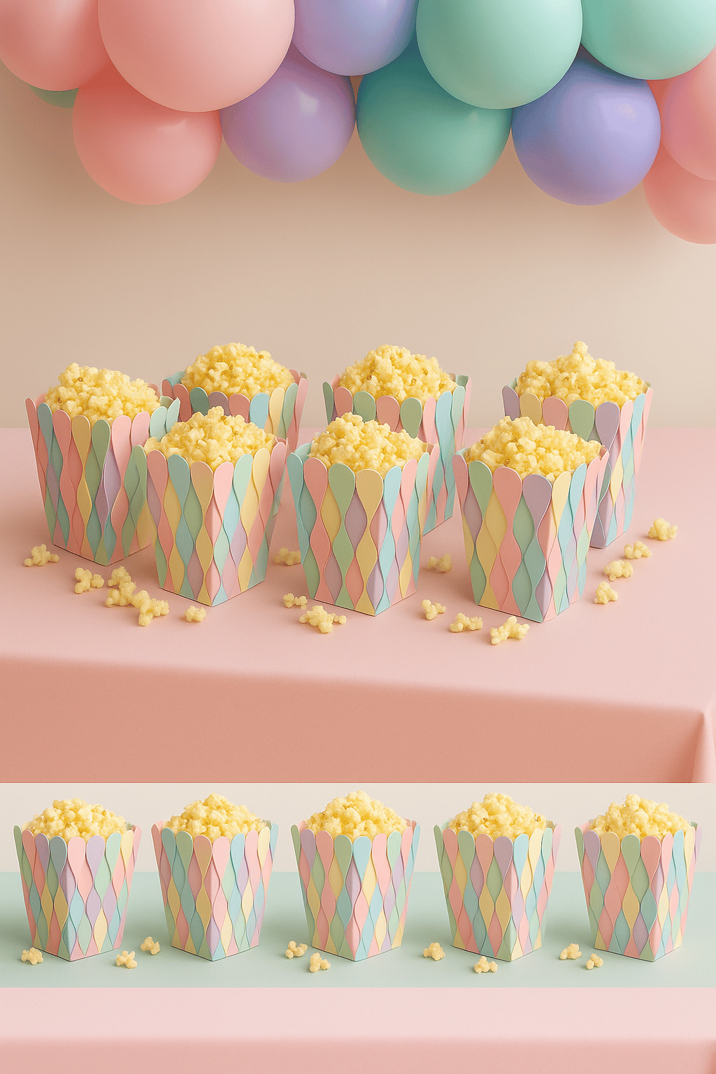 Mısır Kutusu Pop Corn Kutusu Dalgalı Makaron Desenli / 8 Parça