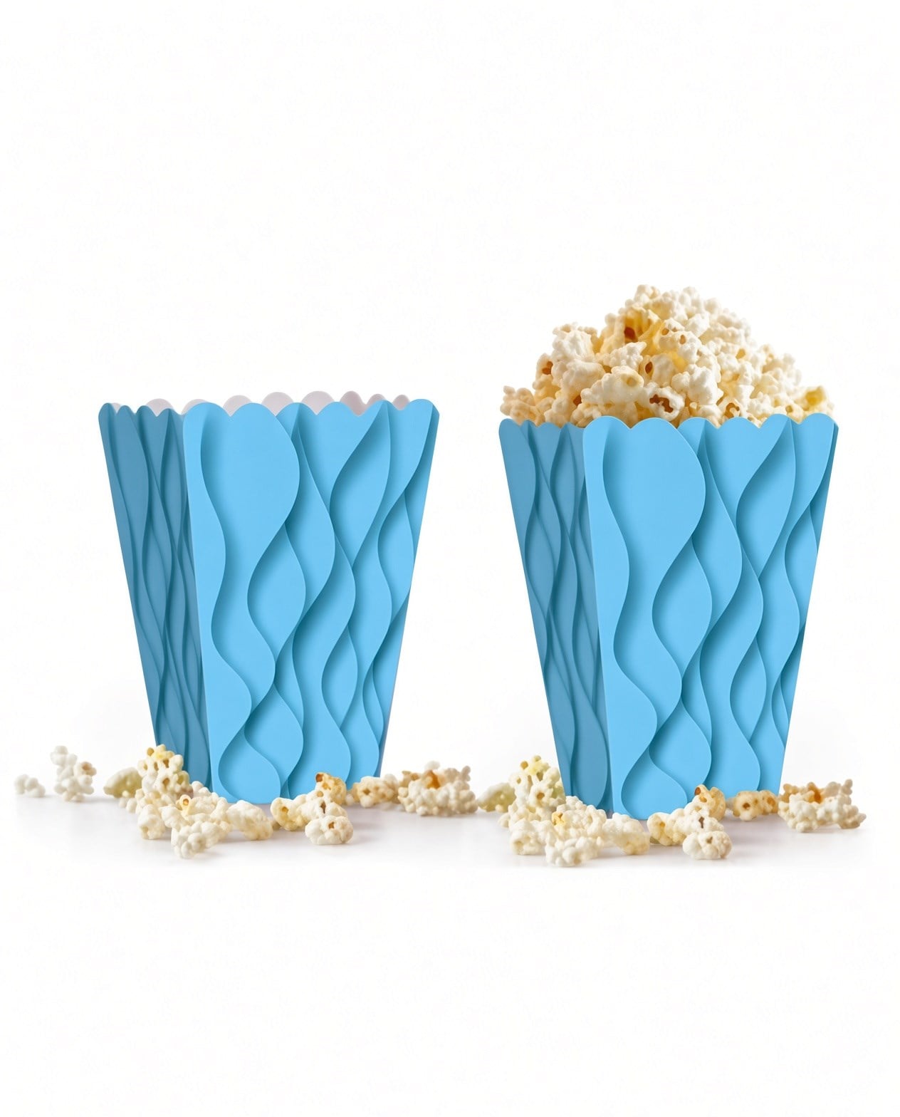 Mısır Kutusu Pop Corn Kutusu Dalgalı Mavi Desenli / 8 Parça