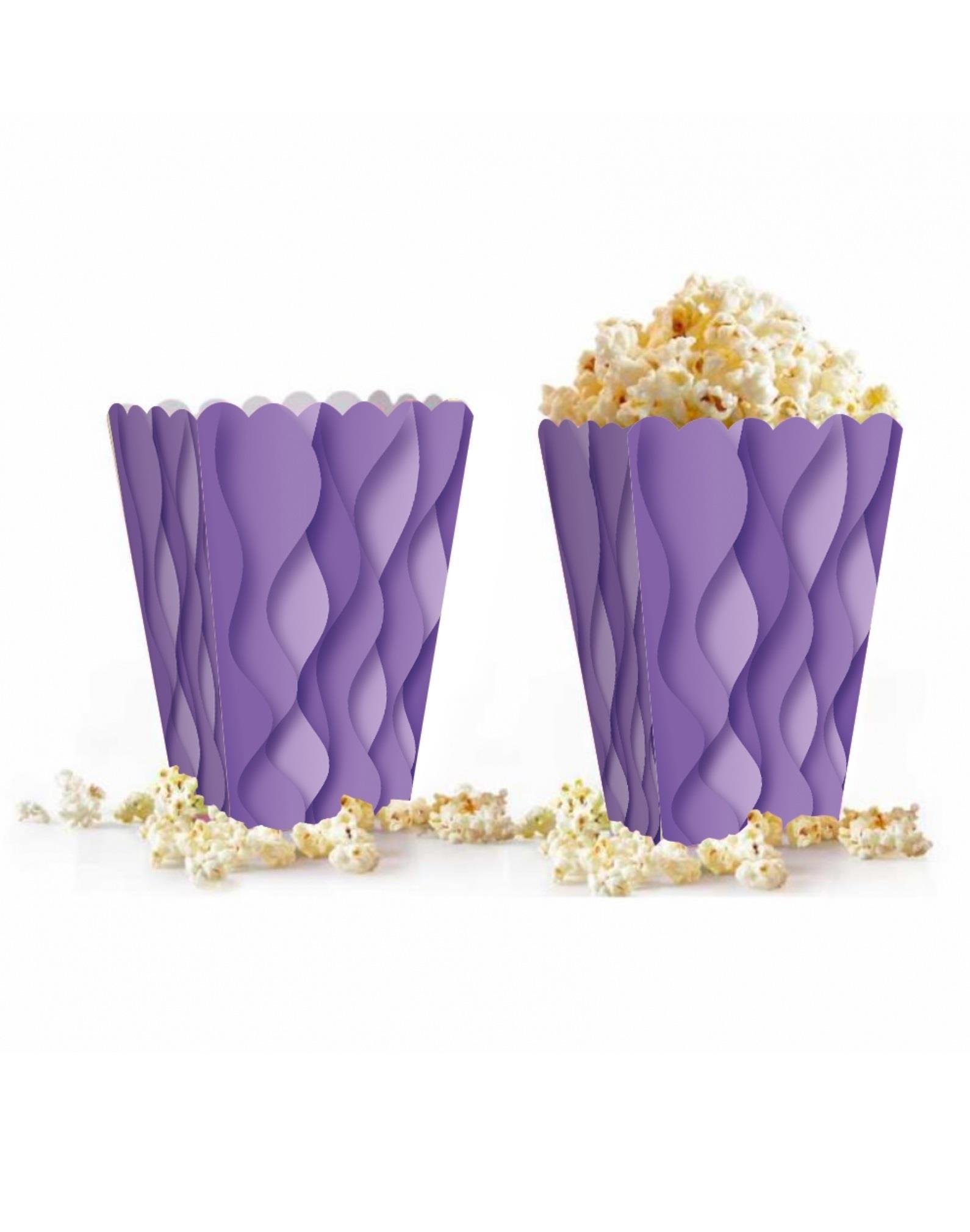 Mısır Kutusu Pop Corn Kutusu Dalgalı Mor Desenli / 8 Parça